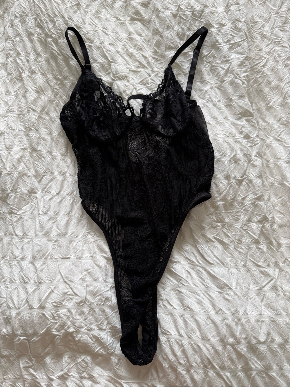 PrettyLittleThing Black Lace Bodysuit